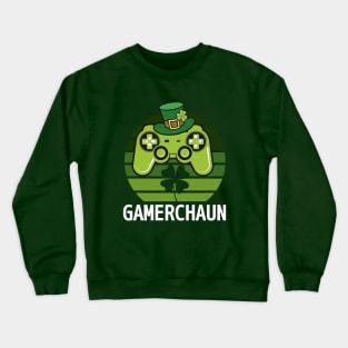 Gamerchaun Irish Gaming St Patrick's Day Retro Green Design Crewneck Sweatshirt